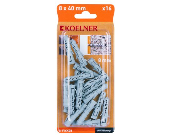 Dowel 16 pcs B-FIXK08 8x40mm blister