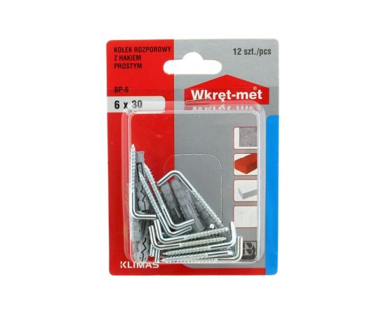 Dowel with hook 90° Wkret-met BP-06 6x30/40 mm 12 pcs