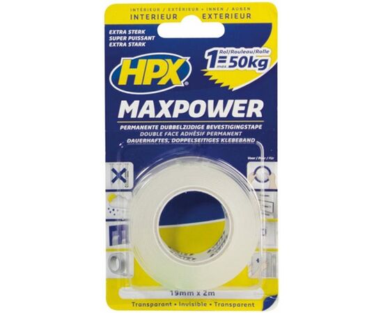 Double-sided transparent tape HPX Maxpower HT1902 2Mx19MM