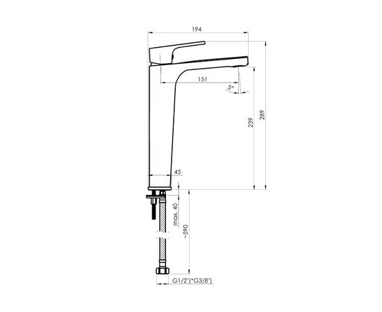 Washbasin faucet Rubineta Modena-18/D (BK) Black