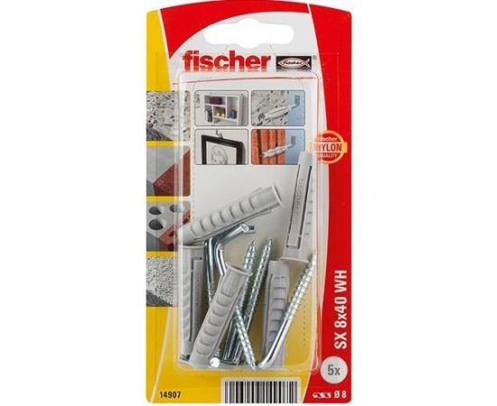 Дюбель с прямым крюком Fischer SX8х40WН 5 шт 14907