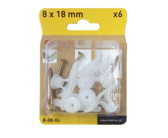 დიუბელი განმბჯენი სჭვალით Koelner 6 pcs B-08-GL