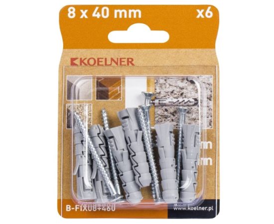 Dowel Koelner 6 pcs B-FIX08+460 4,5x60mm blister