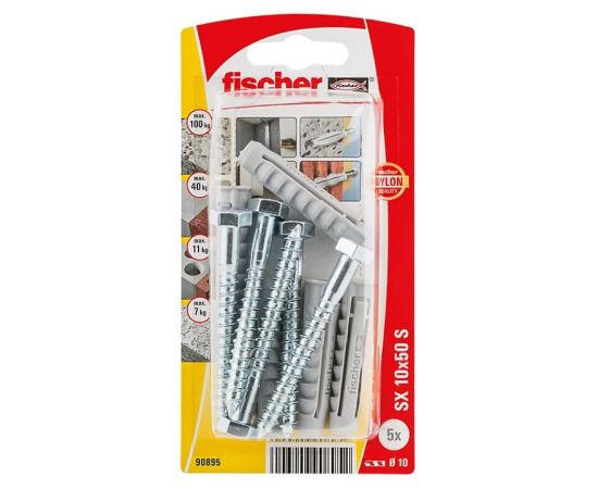 Дюбель-гвоздь с шестигранной головкой Fischer SX10x50 S 5 шт 90895