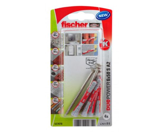 Дюбель-гвоздь Fischer Duopower 6x50 S A2 4 шт 537670