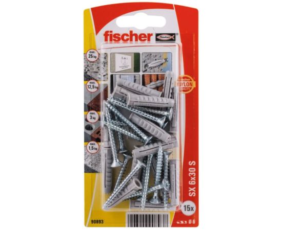 დუბელი სჭვალით Fischer SX6x30 S 15 ც 90893