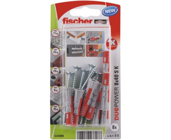 დიუბელი თვითმჭრელით Fischer Duopower 8x40 S 8 ც 534998