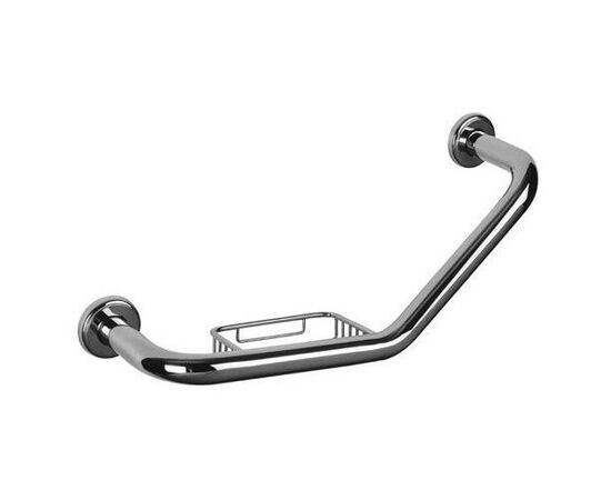 Handle for bathroom BENDED GRAB BAR W/SOAP DISH, CHROME 450 MM