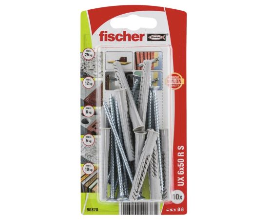 Дюбель-гвоздь Fischer UX6x50 R 10 шт 90878