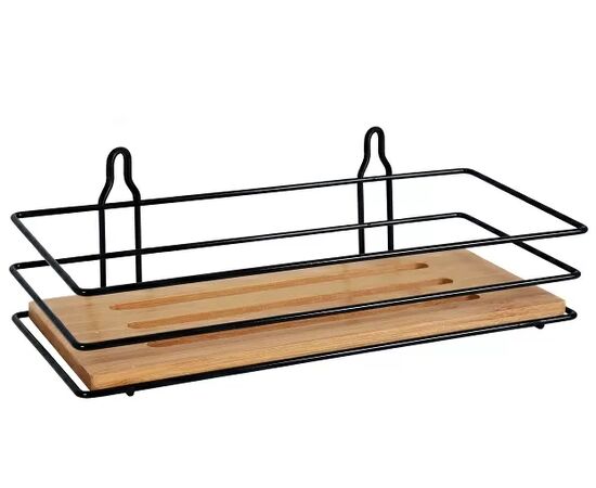 Rectangular shelf Bisk Plain Black Bamboo