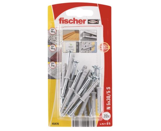 Дюбель-гвоздь с потайной головкой Fischer N5x30/5 S 20 шт 45476