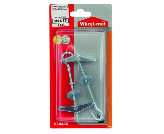 Toggle anchor with round hook Wkret-met BM-04075-C M4x75 mm 2 pcs