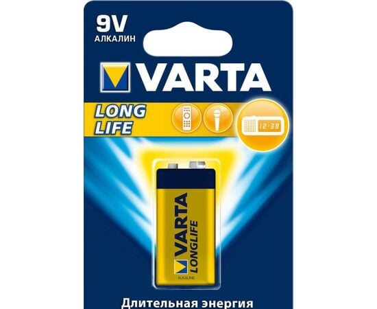 Батареика VARTA Alkaline Long Life 6LR61 9V 1 шт