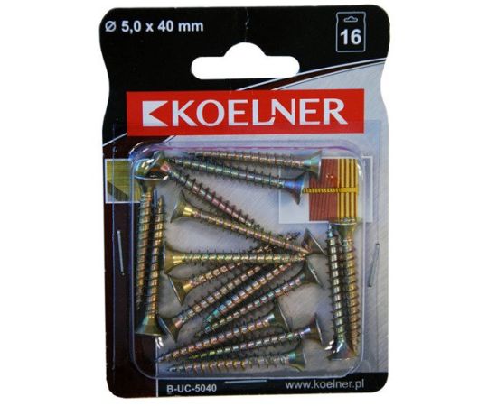 Universal screw hardened galvanized Koelner 16 pcs 5x40 mm B-UC-5040 blist