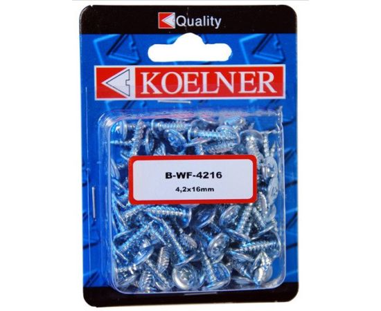 Screw for thin plates with press washer Koelner 100 pcs 4.2X16 mm B-WF-4216 shiny