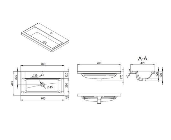 Furniture sink AM.PM M90WCC0752WG