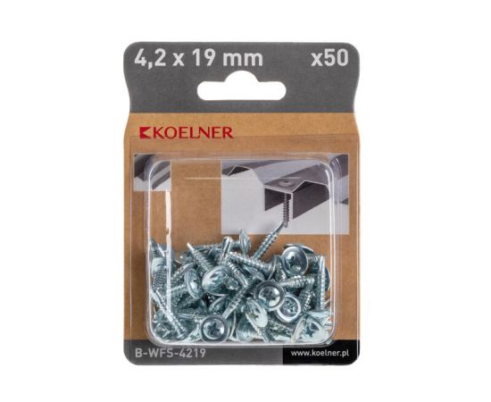 Self-drilling screw for thin plates with press washer Koelner 50 pcs 4.2x19 mm B-WFS-4219 shiny