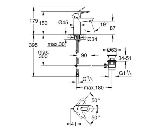 Смеситель для умывальника Grohe Start Loop 23349000