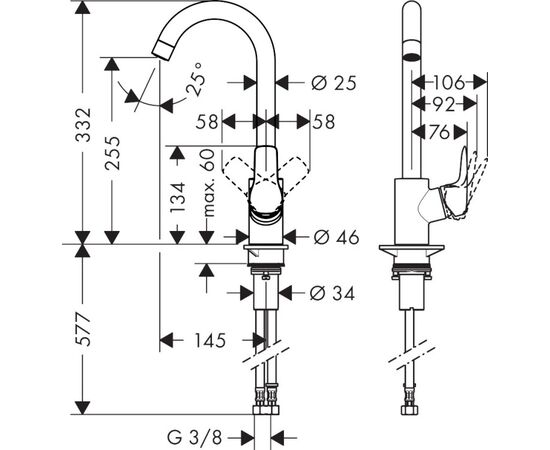 Kitchen faucet Hansgrohe MySport L 13862000