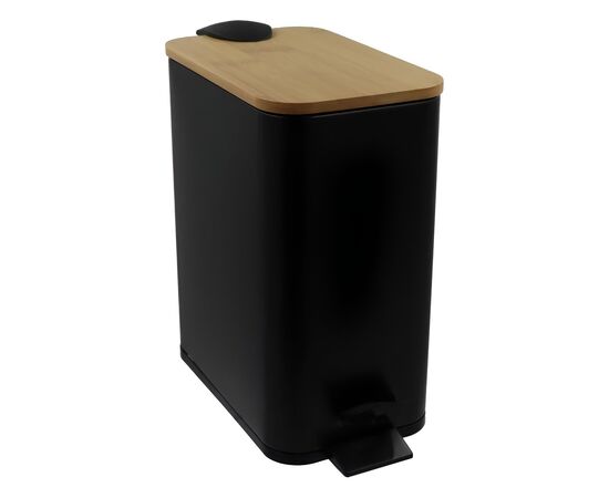 Trash bin Bisk 08423 Bamboo Black 5L square