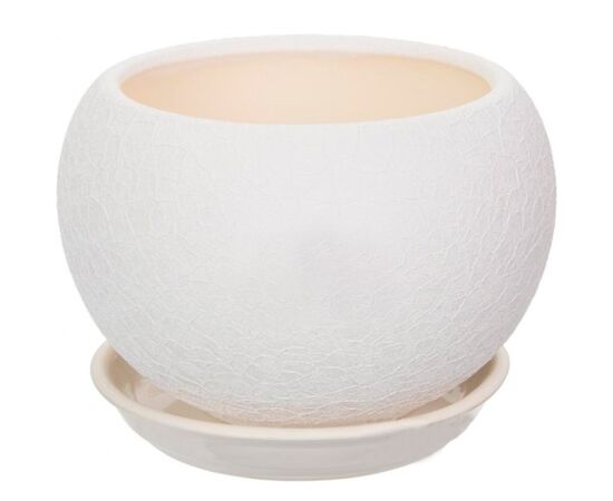 Flower Pot-Sphere Ceramic White Silk 1,4l