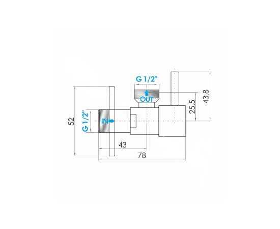 Вентиль угловой Tycner 1/2" x 1/2"