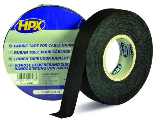 Textile insulating tape black HPX LI1925 25Mx19MM