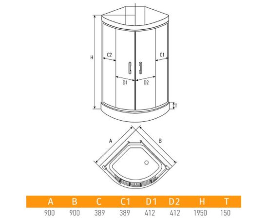 Shower cabin Erlit ER3509PE-C3 90x90x195 cm