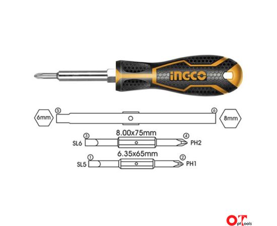 Set of double-ended screwdrivers Ingco AKISD0608 6 pcs