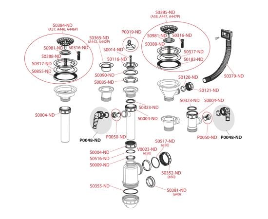 Kitchen sink siphon with overflow large Alca Drain A447-DN50/40