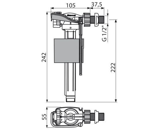 Заливной механизм для унитаза боковой Alca Drain A160-1/2"