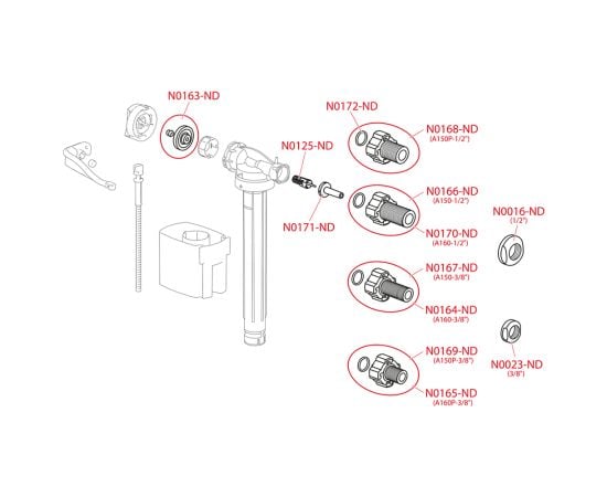 Toilet filling mechanism side Alca Drain A160-1/2"