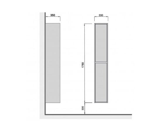 Пенал для ванной Polo Loft P-33-U grey/white 33x175 см универсальный