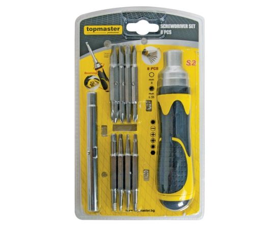 Screwdriver/ratchet + set of bits Topmaster 223901 16 pcs