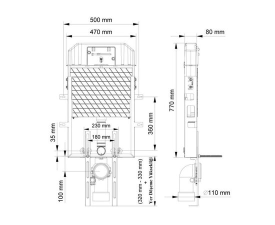 Toilet installation Visam Slim 80 110-001