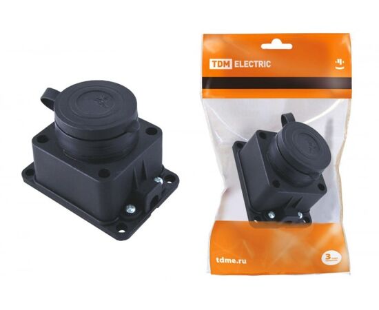 Rubber wall power socket with valve TDM 2Р+РЕ SQ0612-0003