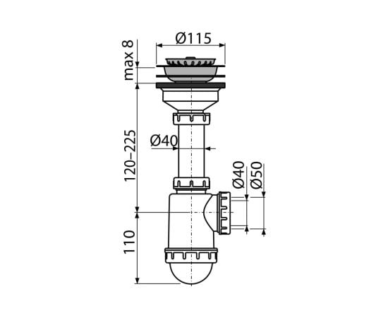 Kitchen sink siphon large Alca Drain A446-DN50/40