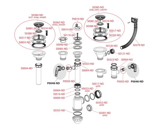 Kitchen sink siphon large Alca Drain A446-DN50/40