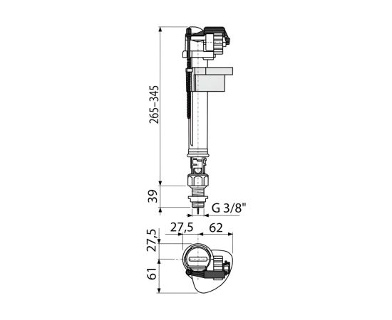 Toilet filling mechanism with bottom connection Alca Drain A17-3/8"