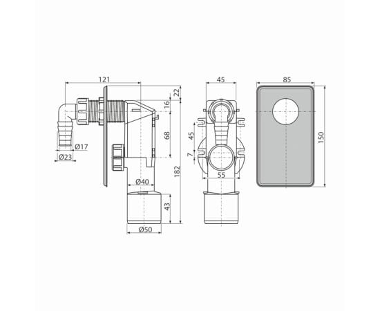 Stainless steel washing machine drain trap Alca Drain APS3