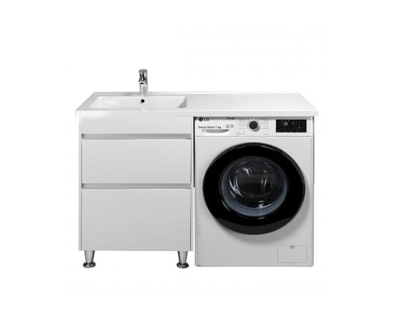 Тумба для ванной с умывальником левая WING 60-W L white Rodeo-120 L для стиральной машины