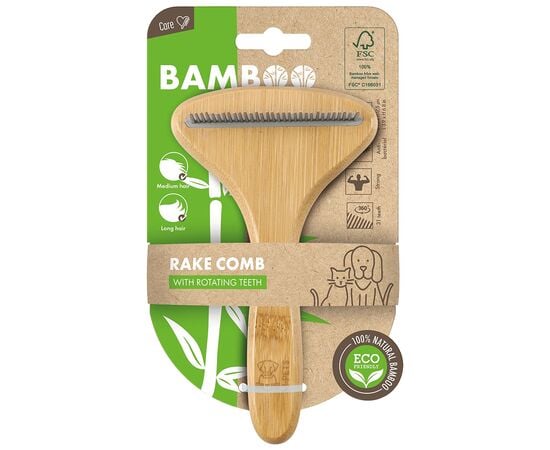 Dog comb with rotating teeth M-Pets Bamboo