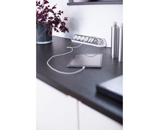 Corner extension 6 Brennenstuhl 2m 2 USB silver white