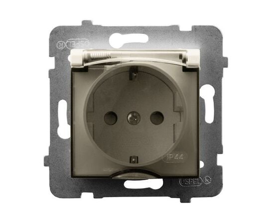 Power socket grounded with cover no frame Ospel Aria GPH-1US/m/27/d 1 sectional IP44 beige