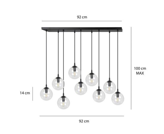 Hanger EMIBIG Cosmo 9 E14 9x MAX 40W black transparent