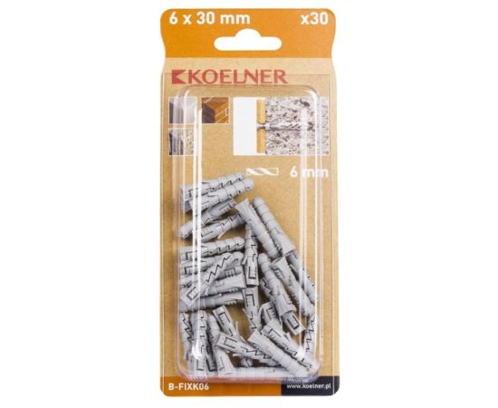 Dowel Koelner 30 pcs B-FIXK06 6x30mm blister