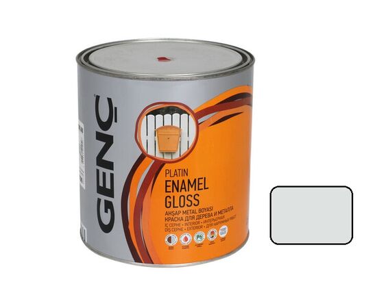 Краска для дерева и металла Genc Synthetic glossy paint Silver 7400 серебряный 2,5 л