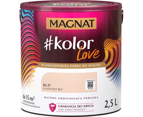 საღებავი ინტერიერის Magnat Kolor Love 2.5 ლ KL37 კლასიკური ჩალისფერი