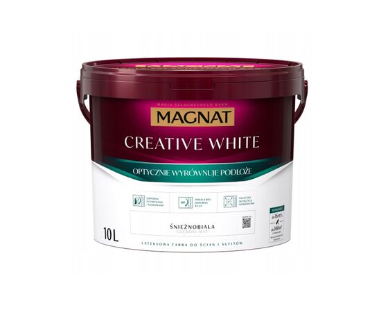 საღებავი ლატექსის მქრქალი Magnat Creative White 10ლ