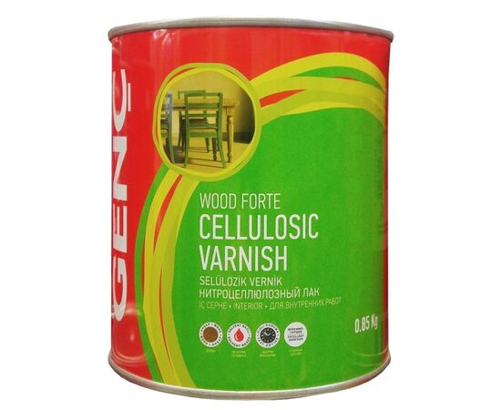 ნიტროლაქი Genc Wood Forte Cellulosic Varnish აბრეშუმოვან-მქრქალი 0.85 კგ